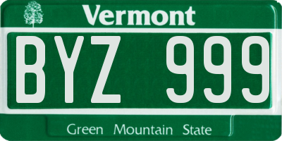 VT license plate BYZ999