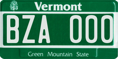 VT license plate BZA000