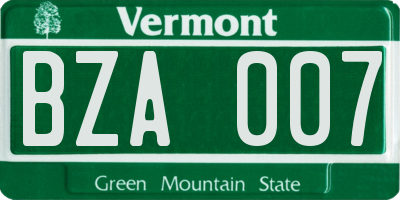 VT license plate BZA007