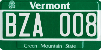 VT license plate BZA008