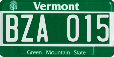 VT license plate BZA015