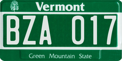 VT license plate BZA017