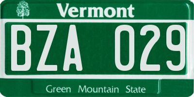 VT license plate BZA029