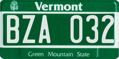 VT license plate BZA032