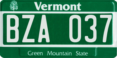 VT license plate BZA037