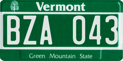VT license plate BZA043