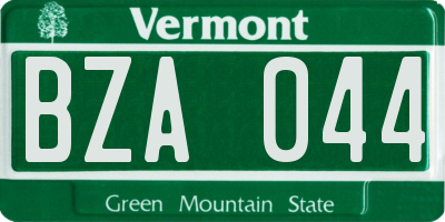 VT license plate BZA044