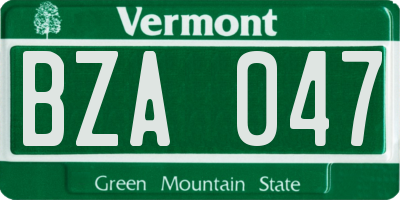 VT license plate BZA047