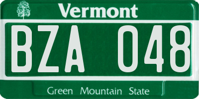 VT license plate BZA048