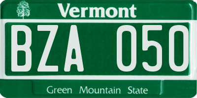 VT license plate BZA050