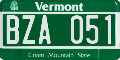 VT license plate BZA051