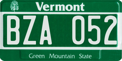 VT license plate BZA052