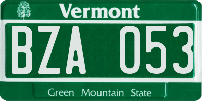 VT license plate BZA053