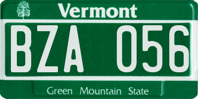 VT license plate BZA056
