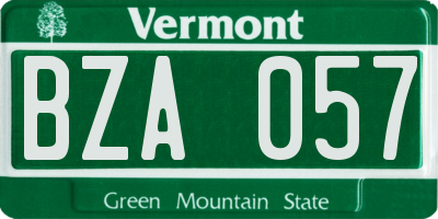 VT license plate BZA057