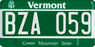 VT license plate BZA059
