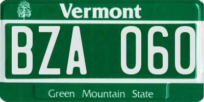 VT license plate BZA060
