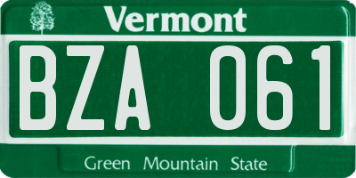 VT license plate BZA061