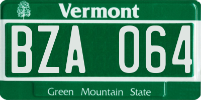 VT license plate BZA064