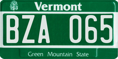 VT license plate BZA065
