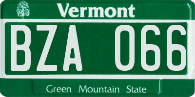 VT license plate BZA066