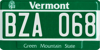 VT license plate BZA068