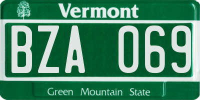 VT license plate BZA069