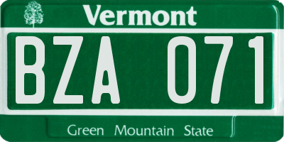 VT license plate BZA071