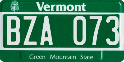 VT license plate BZA073