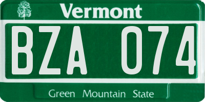 VT license plate BZA074