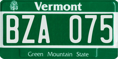 VT license plate BZA075