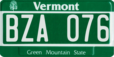 VT license plate BZA076