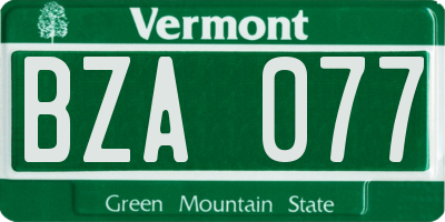 VT license plate BZA077