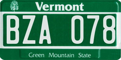 VT license plate BZA078