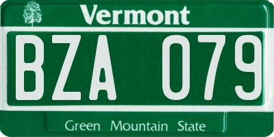 VT license plate BZA079