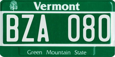 VT license plate BZA080