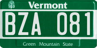 VT license plate BZA081
