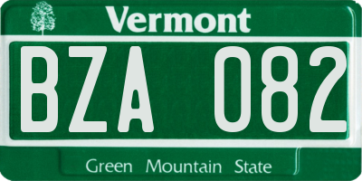 VT license plate BZA082