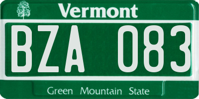 VT license plate BZA083