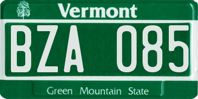 VT license plate BZA085