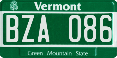VT license plate BZA086