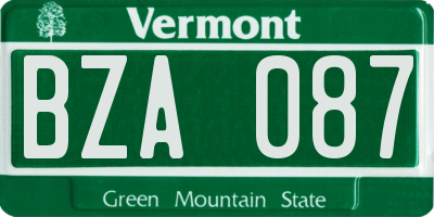 VT license plate BZA087