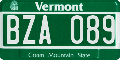 VT license plate BZA089