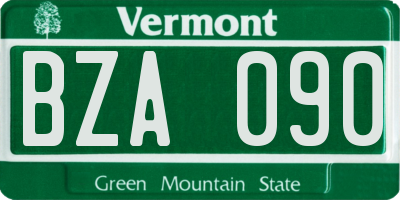 VT license plate BZA090