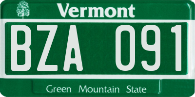 VT license plate BZA091