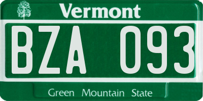VT license plate BZA093