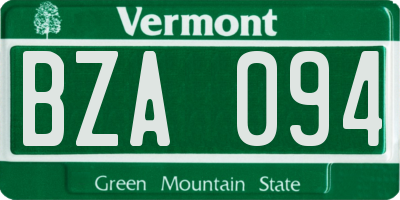 VT license plate BZA094