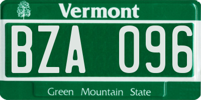 VT license plate BZA096