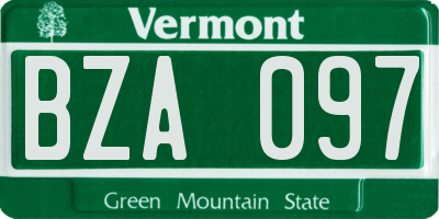 VT license plate BZA097