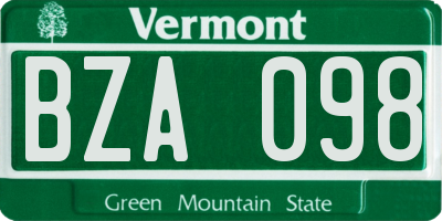 VT license plate BZA098